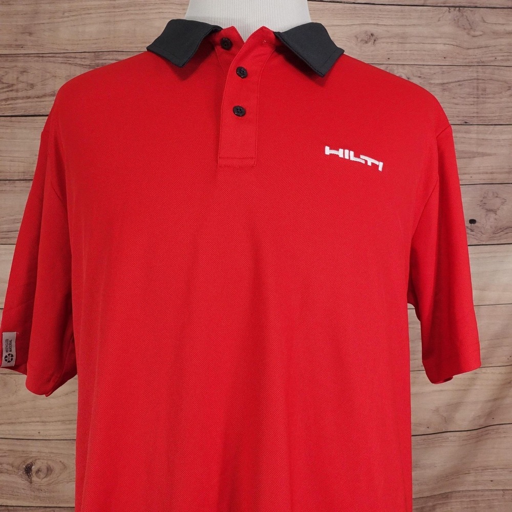 Hilti Tools Polo Shirt Mens 3XL Red Recycled Polyester Breathable Iron Free Knit